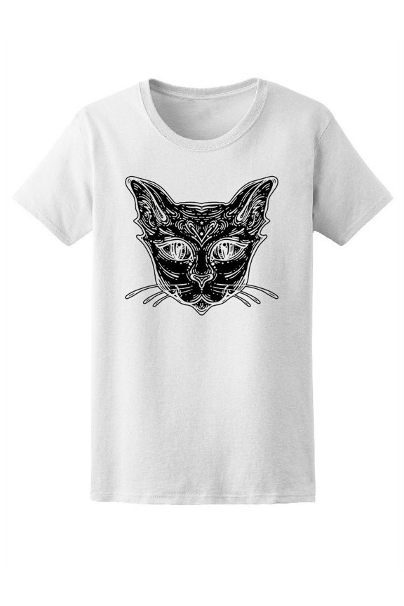 Abstract Cat Head Portrait T-Shirt Women -Image by Shutterstock, Female Large