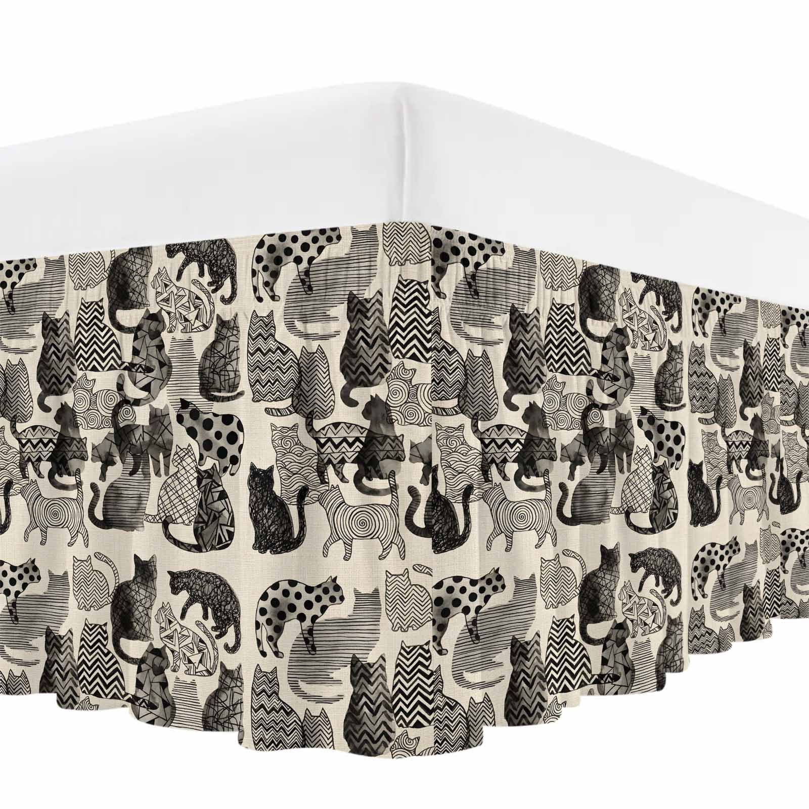 Abstract Cat Vintage Bed Skirt Bed Skirts King Size 18 Inch Drop ...