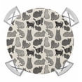 Abstract Cats Round Table Cover, Vintage Gray Black Striped Cat Animal ...