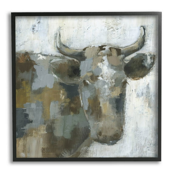Abstract Cattle Farm Animal Animals & Insects Painting Black Framed Art Print Wall Art