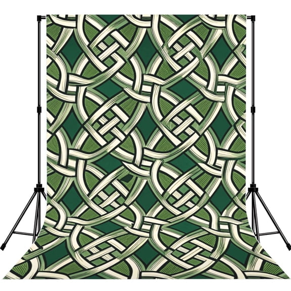 Abstract Celtic Knots Green Photography Backdrop 5x7Ft Background for Photo Studio Video Recording Birthday Party Wedding Home Decor