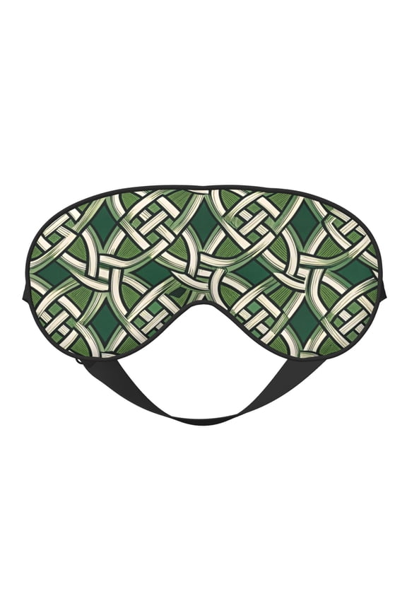 Abstract Celtic Knots Green Soft Faux Silk Sleep Mask, Eye Mask, Reversible Double-Sided for Travel, Shift Work, Meditation