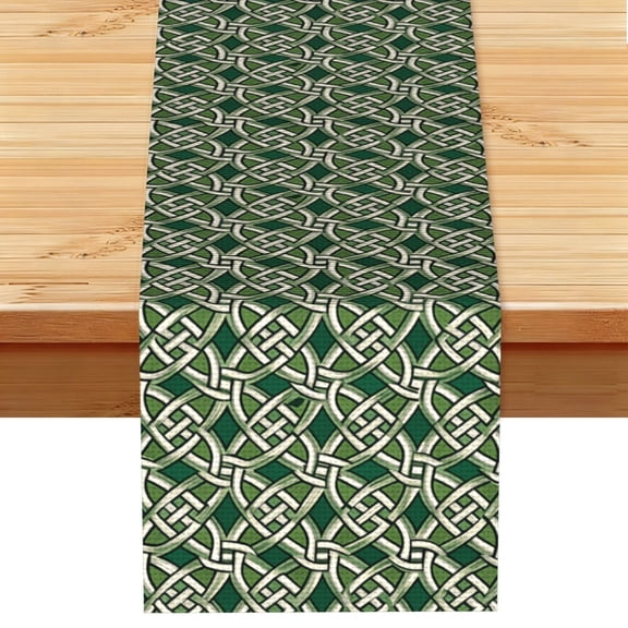 Abstract Celtic Knots Green Table Runner 13x72 Inch for Dining Table Kitchen Wedding Party Decor Fireplace Mantle