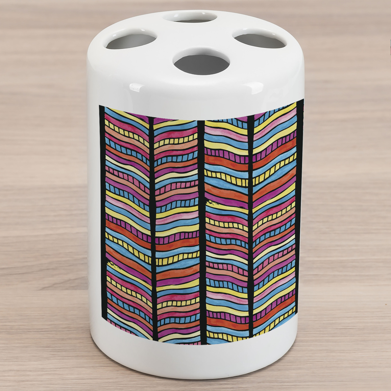 Abstract Ceramic Toothbrush Holder, Watercolor Style Colorful Rainbow ...