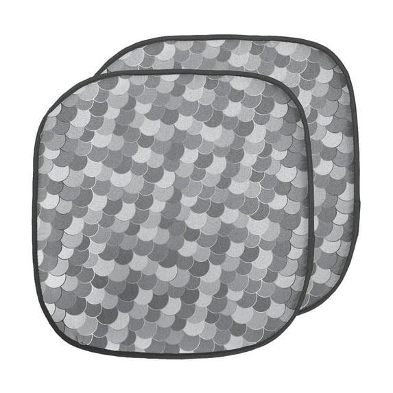 Abstract Chair Seating Cushion Set of 2, Continuous Semi Circles in Greyscale Tones Squama Style, Seat Pads for Office with Anti-slip Backing, 16"x16", Pale Taupe Dark Grey, by Ambesonne