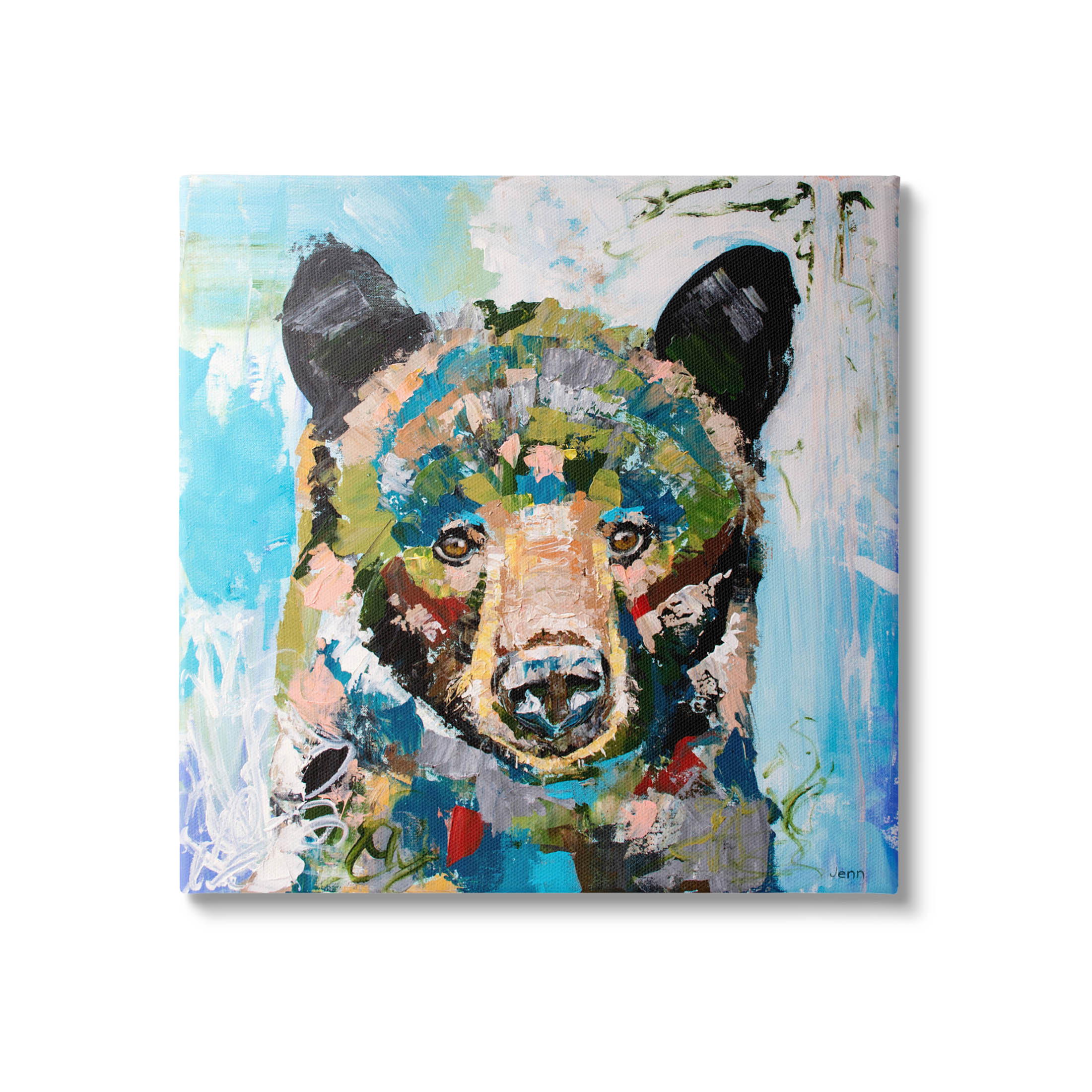 Abstract Chaotic Bear Wildlife Animals & Insects Painting Gallery Wrapped Canvas Print Wall Art