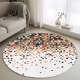 thumbnail image 1 of Abstract Check Texture Round Rugs for Living Room 4ft Orange Green White Check Non Slip Circle Rug Washable Low-Profile Indoor Carpet for Bedroom, Dining Room, Bathroom, 1 of 9