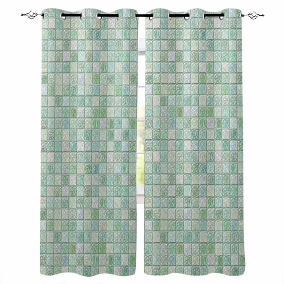 Abstract Checkered Blackout Curtains Light Blocking Print Window Curtains, Modern Minimalist Grid Geometric Pattern Thermal Insulated Window Drapes for Living Room Kitchen (2 Panels, 104"W x 63"L)