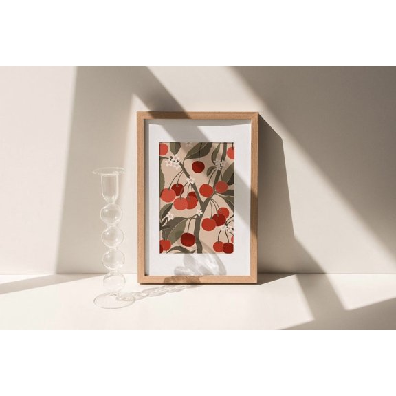 Abstract Cherries Print Fruit Botanical Wall Decor