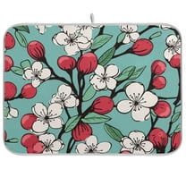 Abstract Cherry Flowers Dish Drying Mat Microfiber Kitchen Pad Large Counter Absorbent Dish Mats Drainer Rack 16"x18"
