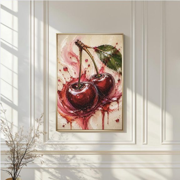 Abstract Cherry Kitchen Wall Art Print, Unframed Paper Poster 8x10in