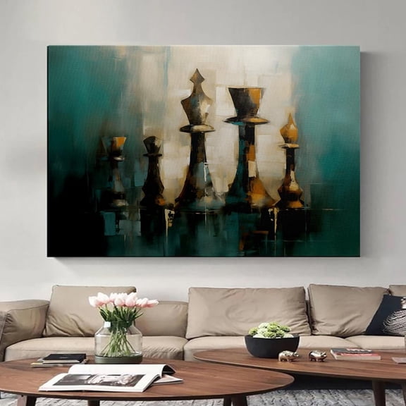 Abstract Chess Wall Art – Modern Dark Poster – 1 Piece Strategy-Inspired Home Decor Home Decor, 8x12 UNFRAMED