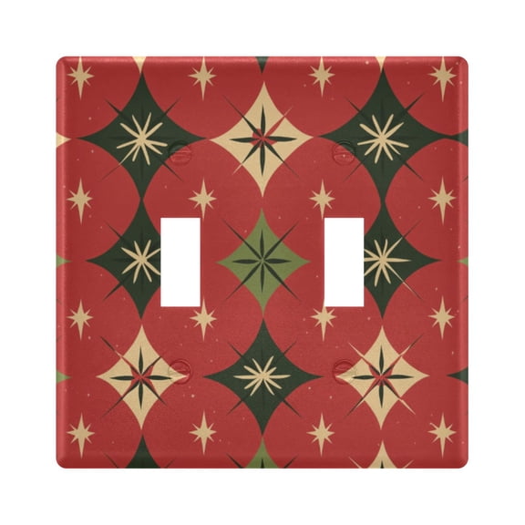 Abstract Christmas Patterns Classic Colors Light Switch Cover Electrical Outlet Cover Replaceable Wall Plates 2-Gang