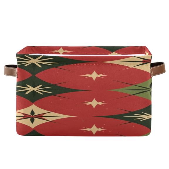Abstract Christmas Patterns Classic Colors Square Storage Bins with Handles Collapsible Containing Box 1 Pack