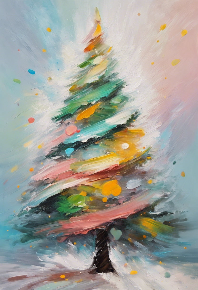 Abstract Christmas Tree Oil Painting I - 12