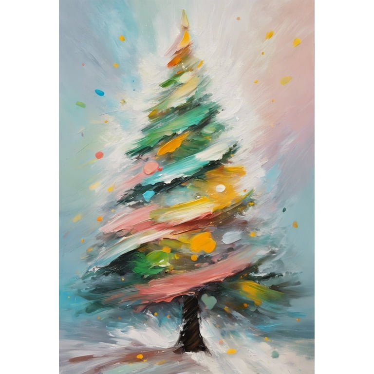 油彩画　Xmas tree FIR-TREE — Oil Painting On Canvas