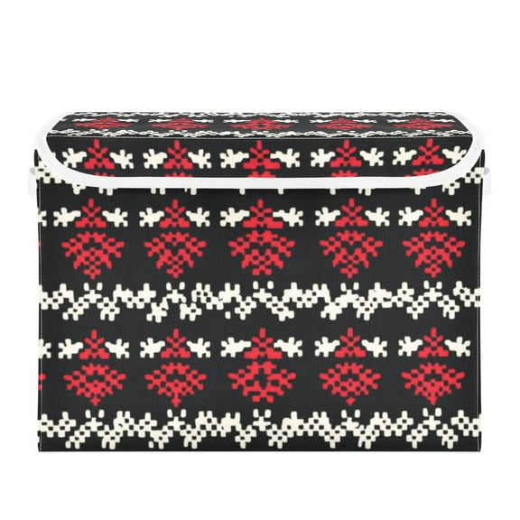 Abstract Christmas Tree Patterns Foldable Storage Bin with Lid and Handle Collapsible Storage Box 16.5 x 12.6 x 11.8 inches