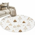 thumbnail image 1 of Abstract Christmas Tree Round Area&nbsp;Rug 4ft Winter Snowflake Gold Line Trees Non-Slip&nbsp;Washable Circle Rugs Soft Felt Indoor Floor Mat for Bedroom Kitchen Living Room Bathroom, 1 of 9