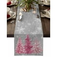 thumbnail image 1 of Abstract Christmas Tree Table Runner-Cotton Linen- 48 Inch Holiday Dresser Scarves, Blush Pink Xmas Snowflake Grey Tablerunner for Kitchen Coffee/Dining Bedroom Living Room Dinner Scarf Décor 13x48, 1 of 7