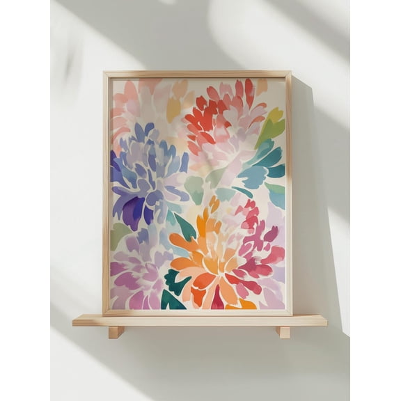 Abstract Chrysanthemum Flower Poster: Colorful Botanical Wall Art, Unframed Poster Size 16x24