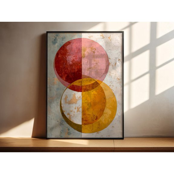 Abstract Circle Art Overlapping Shapes Modern Home Decor, Unframed Paper Print