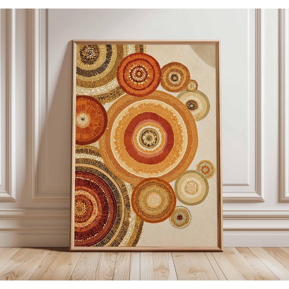 Abstract Circle Art Poster Boho Wall Print Earth Tone Geometric Decor Modern Minimalist Ar