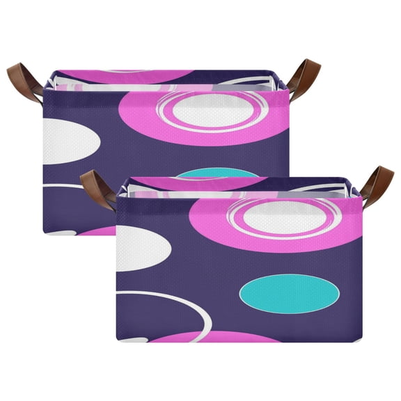 Abstract Circle Design 16.9x11.4x10in Foldable Open Home Storage Bins Durable Water Resistant Shelf Baskets