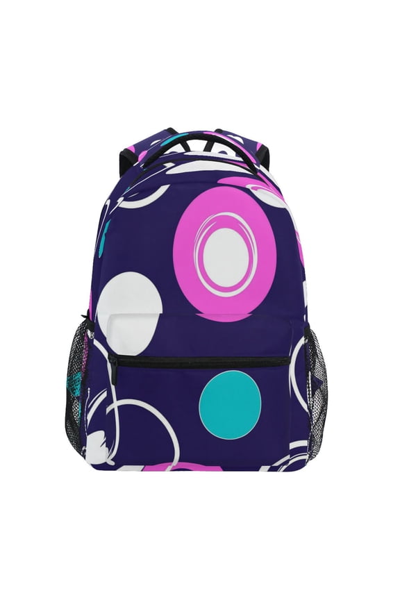 Abstract Circle Design Stylish Large Backpack 15L Self-Standing Durable Twill for School, Office and Travel Use