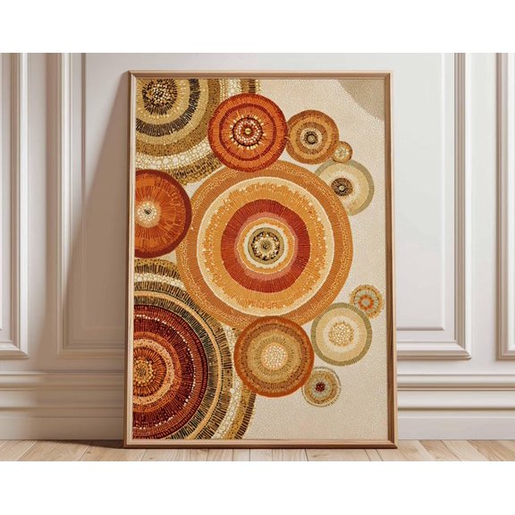 Abstract Circle Earth Tone Geometric Minimalist Wall Art Print, Unframed Paper Poster 8x10in