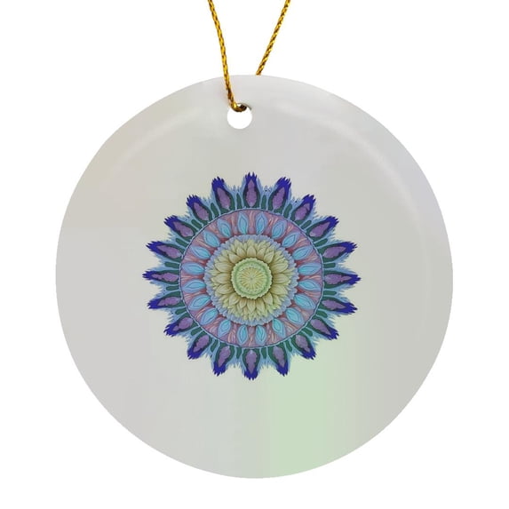 3drose, Abstract Circle Pattern with Floral Elements, Circle Porcelain Ornament