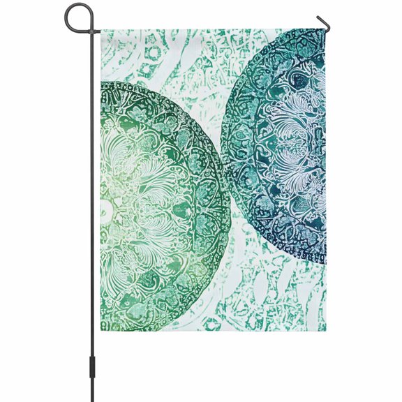 Abstract Circle Texture House Flags For Outdoor, Flower Bohemian Ethnic Tribal Art Small Double Side Yard Flags Weather Proof House Decor for Lawn Outside Holiday 28 x 40 Inches