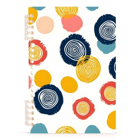 Abstract Circle and Dots Notebooks 1-subject Journal 60 Sheets A5 College Ruled Paper Detachable Ring 8.3"x5.7"