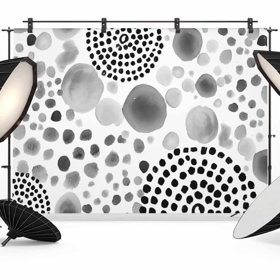 Abstract Circles Backdrop for Photography, Modern Minimalist Gray Black Cobalt Spots Dots Photo Backdrop Portrait Background Party Banner Photo Backgrounds for Studio Booth Props, 10x8ft