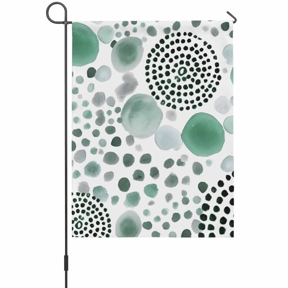 Abstract Circles Garden Flag 12 x 18 Inches, Modern Minimalist Teal Black Cobalt Spots Dots Weather Proof Outdoor Patio Flags Double Sided Small Garden Decoration for Yard Outside Home