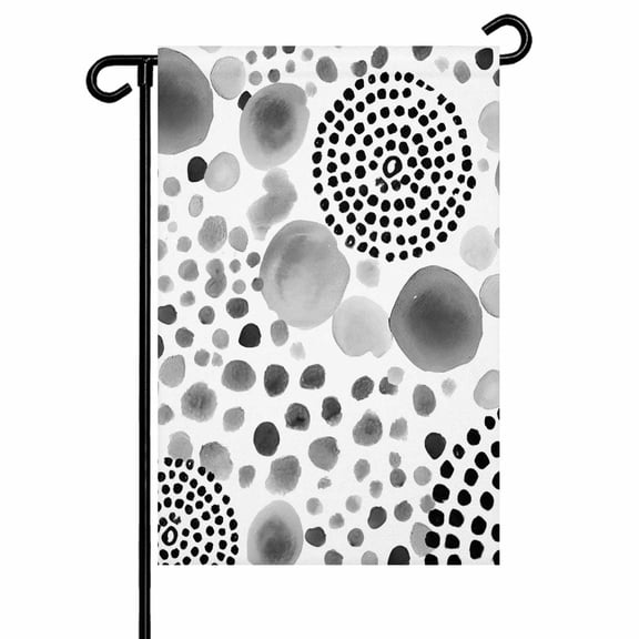 Abstract Circles Garden Flag 12x18 Inch Modern Minimalist Gray Black Cobalt Spots Dots Double Sided Small Decorative Garden Flags for Outside, Outdoor Yard Porch Lawn Decoration