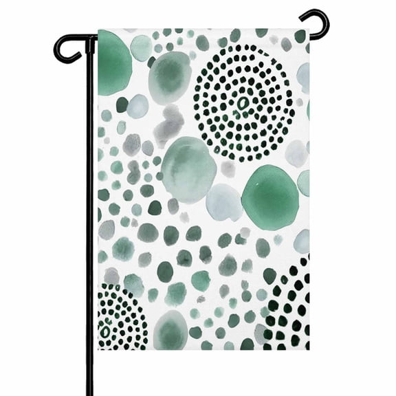 Abstract Circles Garden Flag 12x18 Inch Modern Minimalist Teal Black Cobalt Spots Dots Double Sided Small Decorative Garden Flags for Outside, Outdoor Yard Porch Lawn Decoration