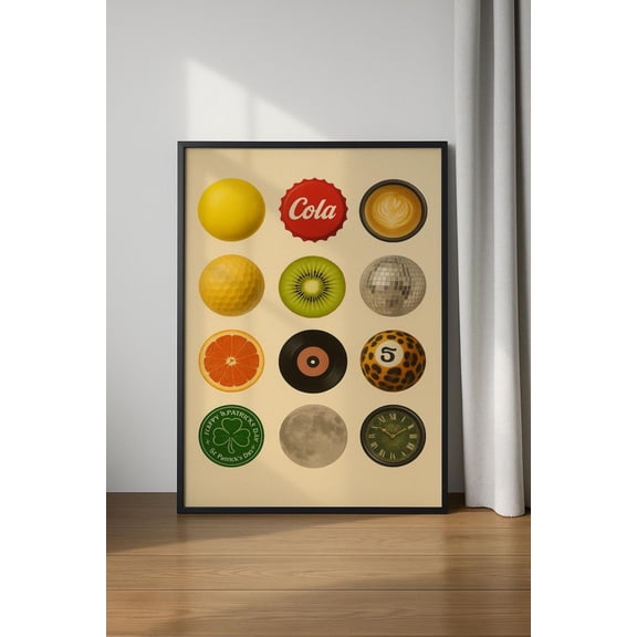 Abstract Circles Poster, , Minimalist Abstract Art, Retro Circles Poster, Poster, Trendy Poster, Abstract, Unframed Poster Size 16x24