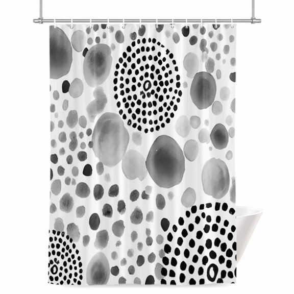 Abstract Circles Shower Curtains for Bathroom, Modern Minimalist Gray Black Cobalt Spots Dots Waterproof Fabric Shower Curtain for Bathroom Bathtub Decoration, Machine Washable 72"x78"