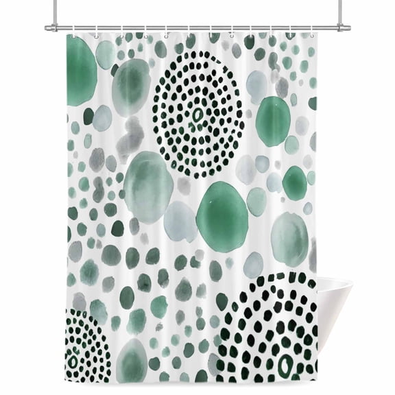 Abstract Circles Shower Curtains for Bathroom, Modern Minimalist Teal Black Cobalt Spots Dots Waterproof Fabric Shower Curtain for Bathroom Bathtub Decoration, Machine Washable 54"x78"