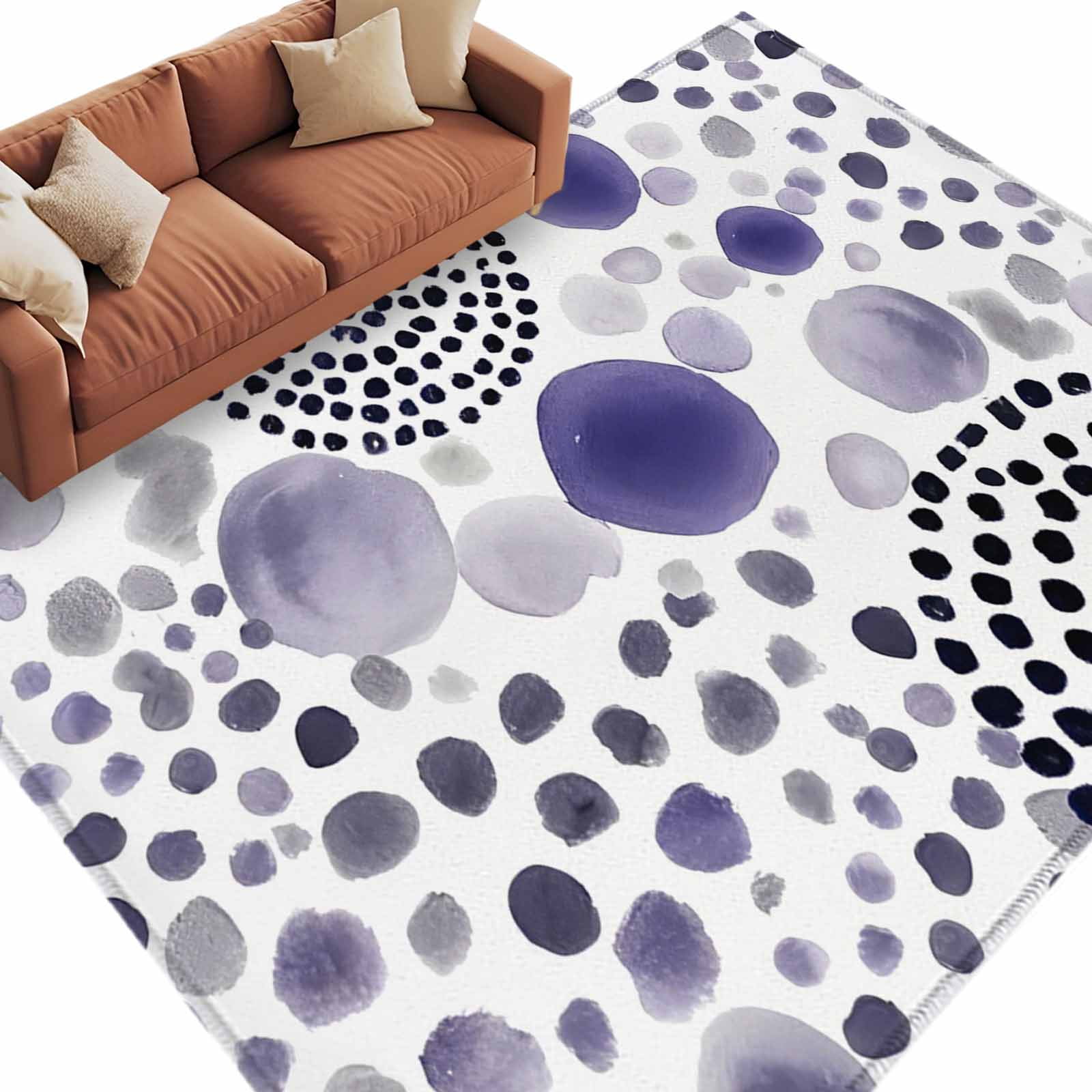 Spots Rug Square Abstract Circles Washable Living Room Rugs 5'x8', Modern Minimalist ...