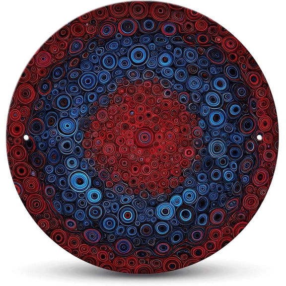 Abstract Circles tin sign, Vintage Geometric metal sign Print Aesthetic Room Decoration for Home Bedroom Bar Cafe Garden and Outdoor Round Wall Decor (8 inch)