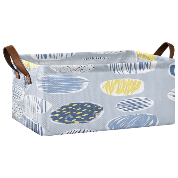 Abstract Circles with Stripes Open Home Storage Bins Foldable Metal Frame Shelf Baskets 16.9x11.4x7.7in Water-Resistant