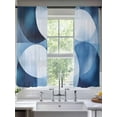 thumbnail image 1 of Abstract Circular Sheer Curtains 63 Inches Long 2 Panels White Blue Gradient Stitching Light Filtering Semi Sheer Window Curtains Drapes for Bedroom Living Room 52"x63", 1 of 7