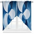 thumbnail image 1 of Abstract Circular Swag Curtain Valance for Windows, White Blue Stitching Gradient Window Treatments Short Swag Topper for Kitchen Windows Bathroom Bedroom, 36"x63", 1 of 8