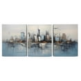thumbnail image 1 of Abstract Cityscape Blue Modern City Building Reflection Oil Paintings Wall Art Canvas for Living Room Family Love Art Poster Home Decor Picture Wall Decor for Dining Room Framed 12"x16" 3PCS, 1 of 7