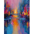 thumbnail image 1 of Abstract Cityscape Oil Painting Canvas Print Wall Art for Living Room Bedroom Office Dining Room Hallway Decor, 1 of 8