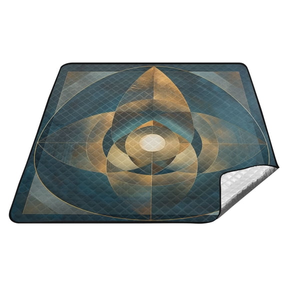Abstract Clear Cerulean Geometric Picnic Blankets Extra Large 78"x78" Beach Blanket Waterproof Sandproof Outdoor Mat for Camping Travel Park