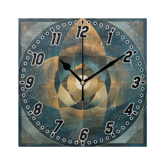 Abstract Clear Cerulean Geometric Wall Clock Battery Operated Silent Non-Ticking Bedroom Office Kitchen Home School Decor 7.8"(Black)