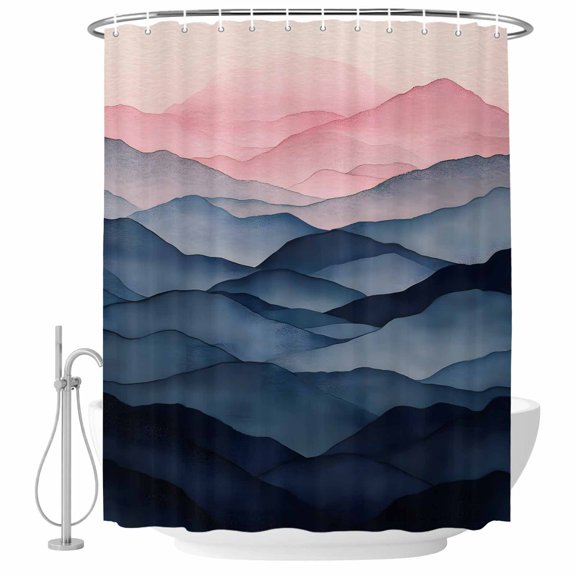 Abstract Cloud Fabric Shower Curtain Pink Blue Washable Shower Curtains for Bathroom, Waterproof Bath Curtain with Hooks Home Decor 72x72in