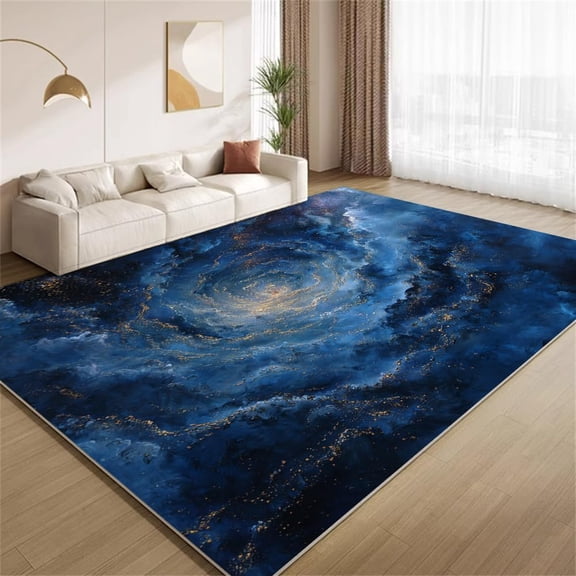 Abstract Cloud Illusion Area Rugs, Dark Blue Carpet, Washable Non Slip Low Pile Soft Rug for Bedroom Living Room Decor Mat 2ftx3ft